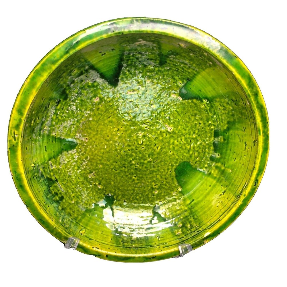 Mid Century Modern PV ITALY Pottery Bowl Textured Drip Glaze 7343 Bitossi Style